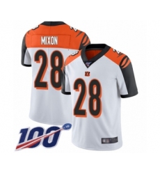 Men's Cincinnati Bengals #28 Joe Mixon White Vapor Untouchable Limited Player 100th Season Football Jersey