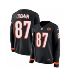 Women's Nike Cincinnati Bengals #87 C.J. Uzomah Limited Black Therma Long Sleeve NFL Jersey