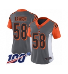 Women's Cincinnati Bengals #58 Carl Lawson Limited Silver Inverted Legend 100th Season Football Jersey