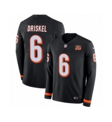 Men's Nike Cincinnati Bengals #6 Jeff Driskel Limited Black Therma Long Sleeve NFL Jersey