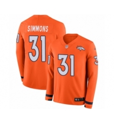 Men's Nike Denver Broncos #31 Justin Simmons Limited Orange Therma Long Sleeve NFL Jersey