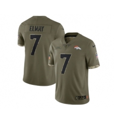 Men's Denver Broncos #7 John Elway 2022 Olive Salute To Service Limited Stitched Jersey Men's Denver Broncos #7 John Elway 2022 Olive Salute To Service Limited Stitched Jersey