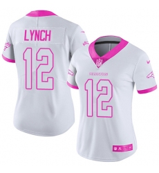 Women's Nike Denver Broncos #12 Paxton Lynch Limited White/Pink Rush Fashion NFL Jersey
