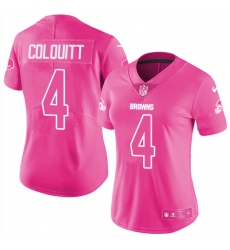 Women's Nike Cleveland Browns #4 Britton Colquitt Limited Pink Rush Fashion NFL Jersey