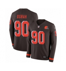 Youth Nike Cleveland Browns #90 Emmanuel Ogbah Limited Brown Therma Long Sleeve NFL Jersey