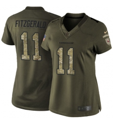 Women's Nike Arizona Cardinals #11 Larry Fitzgerald Elite Green Salute to Service NFL Jersey