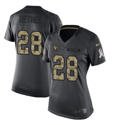 Women's Nike Arizona Cardinals #28 Justin Bethel Limited Black 2016 Salute to Service NFL Jersey