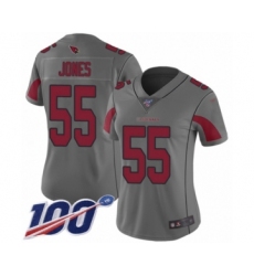 Women's Arizona Cardinals #55 Chandler Jones Limited Silver Inverted Legend 100th Season Football Jersey