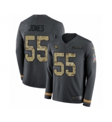 Youth Nike Arizona Cardinals #55 Chandler Jones Limited Black Salute to Service Therma Long Sleeve NFL Jersey