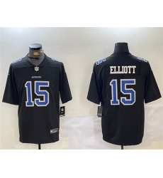 Men's Dallas Cowboys #15 Ezekiel Elliott Black Throwback Vapor Untouchable Limited Stitched Jersey