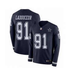 Men's Nike Dallas Cowboys #91 L. P. Ladouceur Limited Navy Blue Therma Long Sleeve NFL Jersey