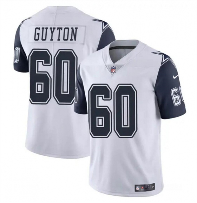 Men's Dallas Cowboys #60 Tyler Guyton White 2024 Draft Color Rush Limited Football Stitched Jersey