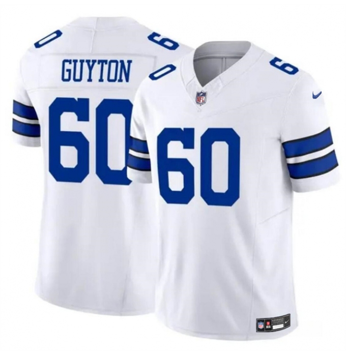 Men's Dallas Cowboys #60 Tyler Guyton White 2024 F.U.S.E Draft Vapor Untouchable Limited Football Stitched Jersey