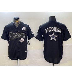 Men's Dallas Cowboys Team Big Logo Black With Cool Base Stitched Baseball Jersey