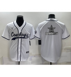 Men's Dallas Cowboys White Team Big Logo With Patch Cool Base Stitched Baseball Jersey