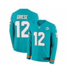 Men's Nike Miami Dolphins #12 Bob Griese Limited Aqua Therma Long Sleeve NFL Jersey
