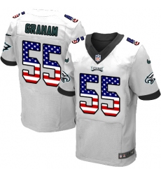 Men's Nike Philadelphia Eagles #55 Brandon Graham White Road USA Flag Fashion NFL Jersey