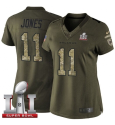 Women's Nike Atlanta Falcons #11 Julio Jones Limited Green Salute to Service Super Bowl LI 51 NFL Jersey