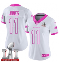 Women's Nike Atlanta Falcons #11 Julio Jones Limited White/Pink Rush Fashion Super Bowl LI 51 NFL Jersey
