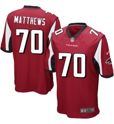 Youth Nike Atlanta Falcons #70 Jake Matthews Game Red Team Color NFL Jersey