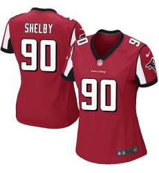 Women's Nike Atlanta Falcons #90 Derrick Shelby Game Red Team Color NFL Jersey
