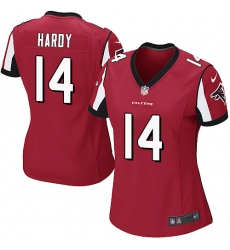 Women's Nike Atlanta Falcons #14 Justin Hardy Game Red Team Color NFL Jersey