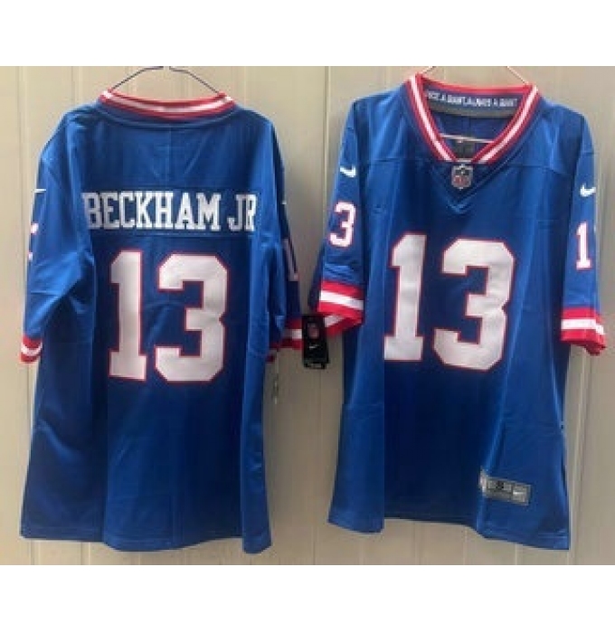 Men's New York Giants #13 Odell Beckham Jr Limited Blue Throwback Vapor Jersey
