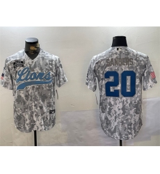 Men's Detroit Lions #20 Barry Sanders 2024 Arctic Camo Salute To Service Stitched Baseball Jersey