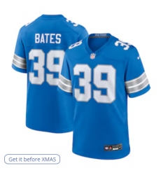 Men's Detroit Lions #39 Jake Bates Nike Blue Team Game Jersey