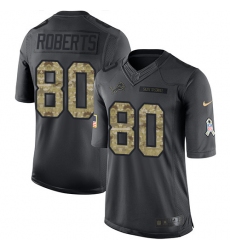 Men's Nike Detroit Lions #80 Michael Roberts Limited Black 2016 Salute to Service NFL Jersey