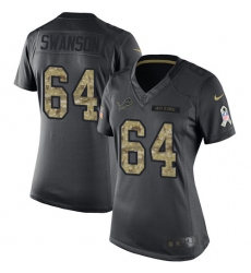 Women's Nike Detroit Lions #64 Travis Swanson Limited Black 2016 Salute to Service NFL Jersey