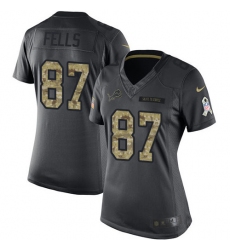 Women's Nike Detroit Lions #87 Darren Fells Limited Black 2016 Salute to Service NFL Jersey