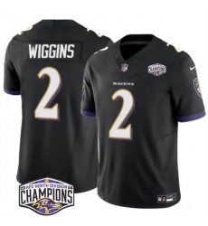 Men's Baltimore Ravens #2 Nate Wiggins Black F.U.S.E 2024 AFC North Division Champions Vapor Limited Football Jersey