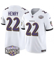 Men's Baltimore Ravens #22 Derrick Henry White F.U.S.E 2024 AFC North Division Champions Vapor Limited Football Jersey