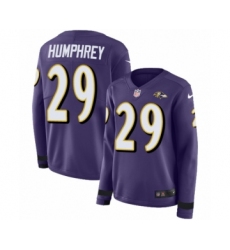 Women's Nike Baltimore Ravens #29 Marlon Humphrey Limited Purple Therma Long Sleeve NFL Jersey