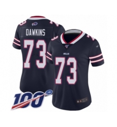 Women's Buffalo Bills #73 Dion Dawkins Limited Navy Blue Inverted Legend 100th Season Football Jersey