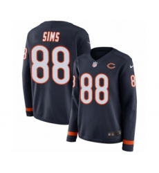 Women's Nike Chicago Bears #88 Dion Sims Limited Navy Blue Therma Long Sleeve NFL Jersey