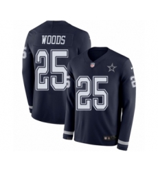 Men's Nike Dallas Cowboys #25 Xavier Woods Limited Navy Blue Therma Long Sleeve NFL Jersey
