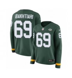 Women's Nike Green Bay Packers #69 David Bakhtiari Limited Green Therma Long Sleeve NFL Jersey