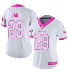 Women's Nike Houston Texans #29 Andre Hal Limited White/Pink Rush Fashion NFL Jersey